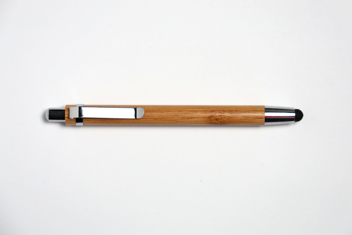 Bambus-Kugelschreiber mit Touch Pen und Lasergravur