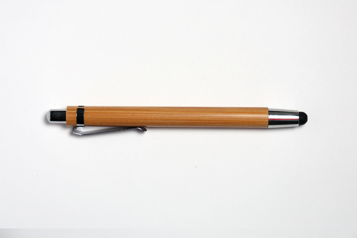 Bambus-Kugelschreiber mit Touch Pen und Lasergravur
