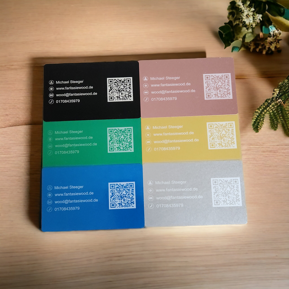 Visitenkarten-Aluminium mit Lasergravur (6 Visitenkarten)